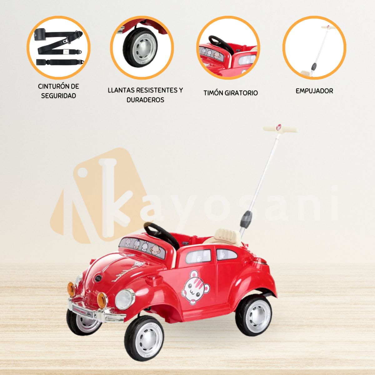 CUZKA - Auto con Empujador »BUGGI» Red