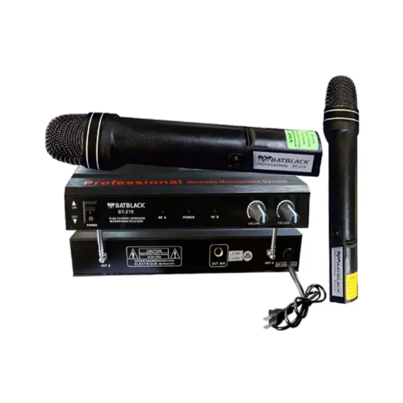 BATBLACK - Micrófono Inalámbrico Doble Manual VHF BT-219 BATBLACK