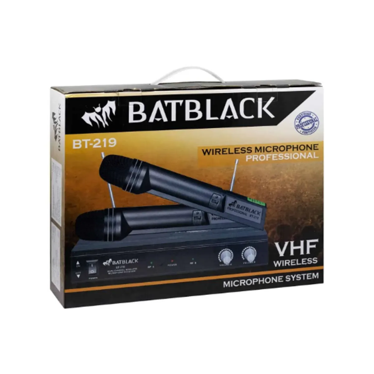 BATBLACK - Micrófono Inalámbrico Doble Manual VHF BT-219 BATBLACK