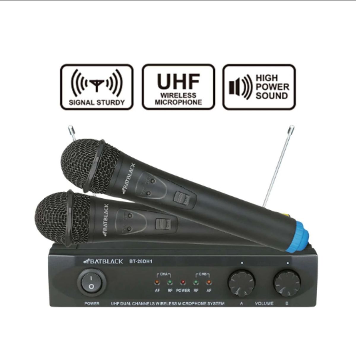 BATBLACK - Micrófono Inalámbrico Dual UHF BT-26DH1 BATBLACK