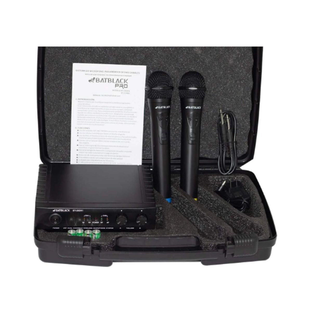 BATBLACK - Micrófono Inalámbrico Dual UHF BT-26DH1 BATBLACK