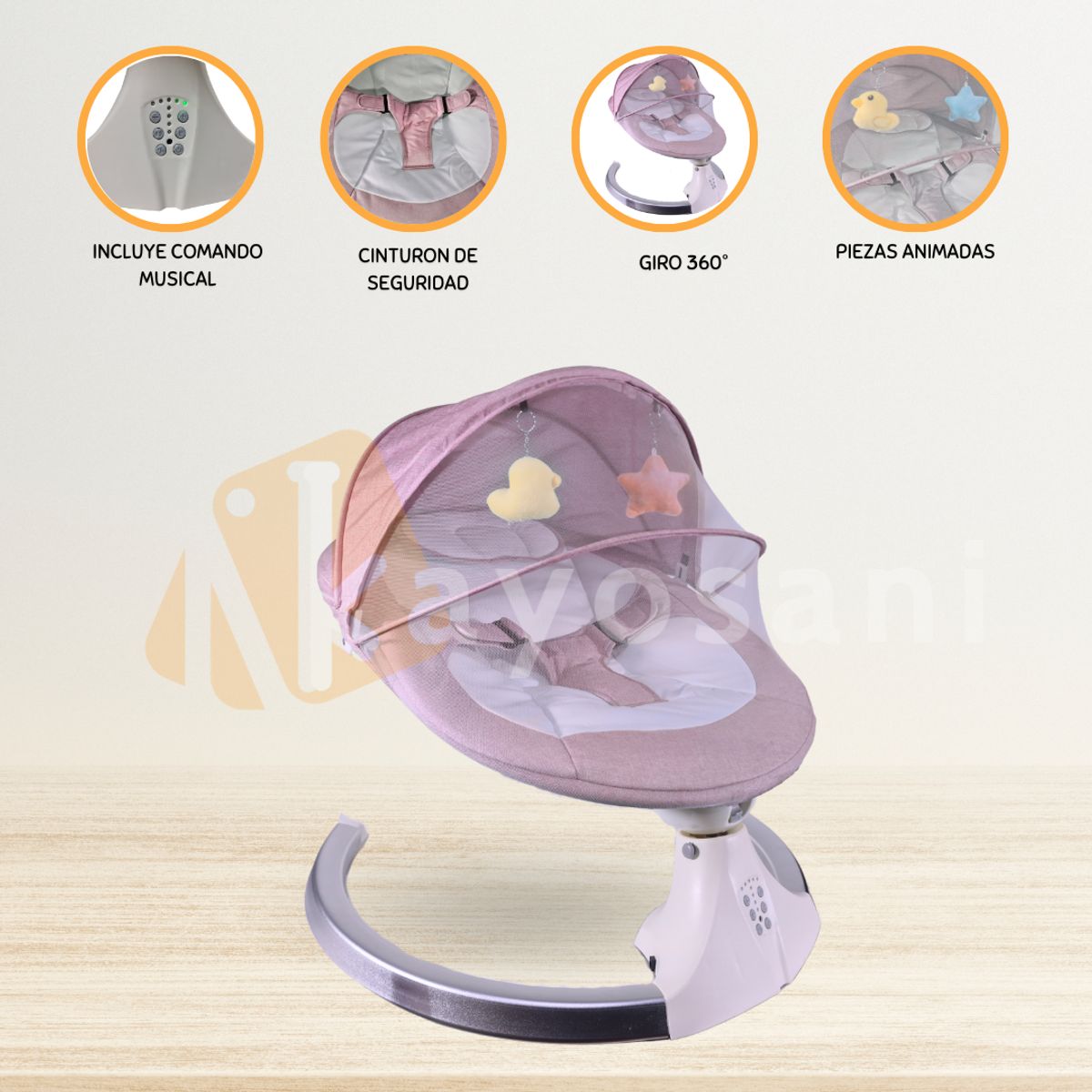 CUZKA - Mecedora Eléctrica para Bebé »COSSY» Pink