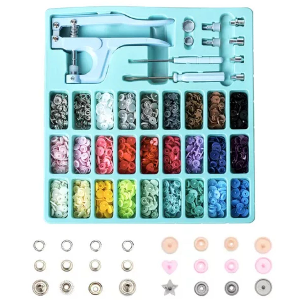 GENERICO - 300 Juegos De Botones A Presión De Plástico, Broches Snaps