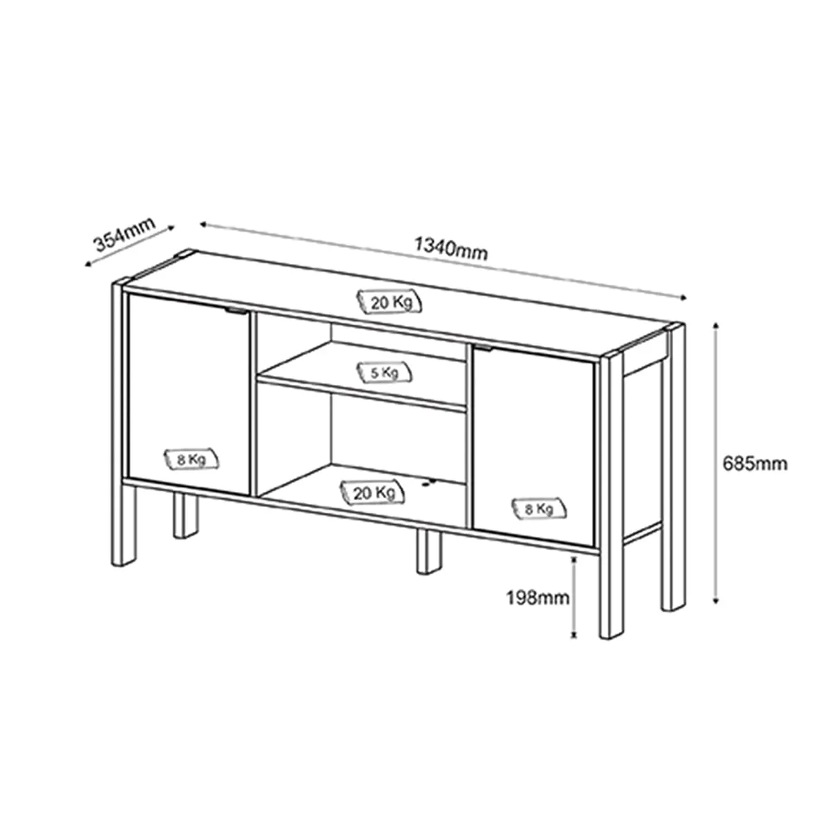 2020 HOME PERU - Mesa de TV 55 Pulgadas Canadá - Blanco Nogal