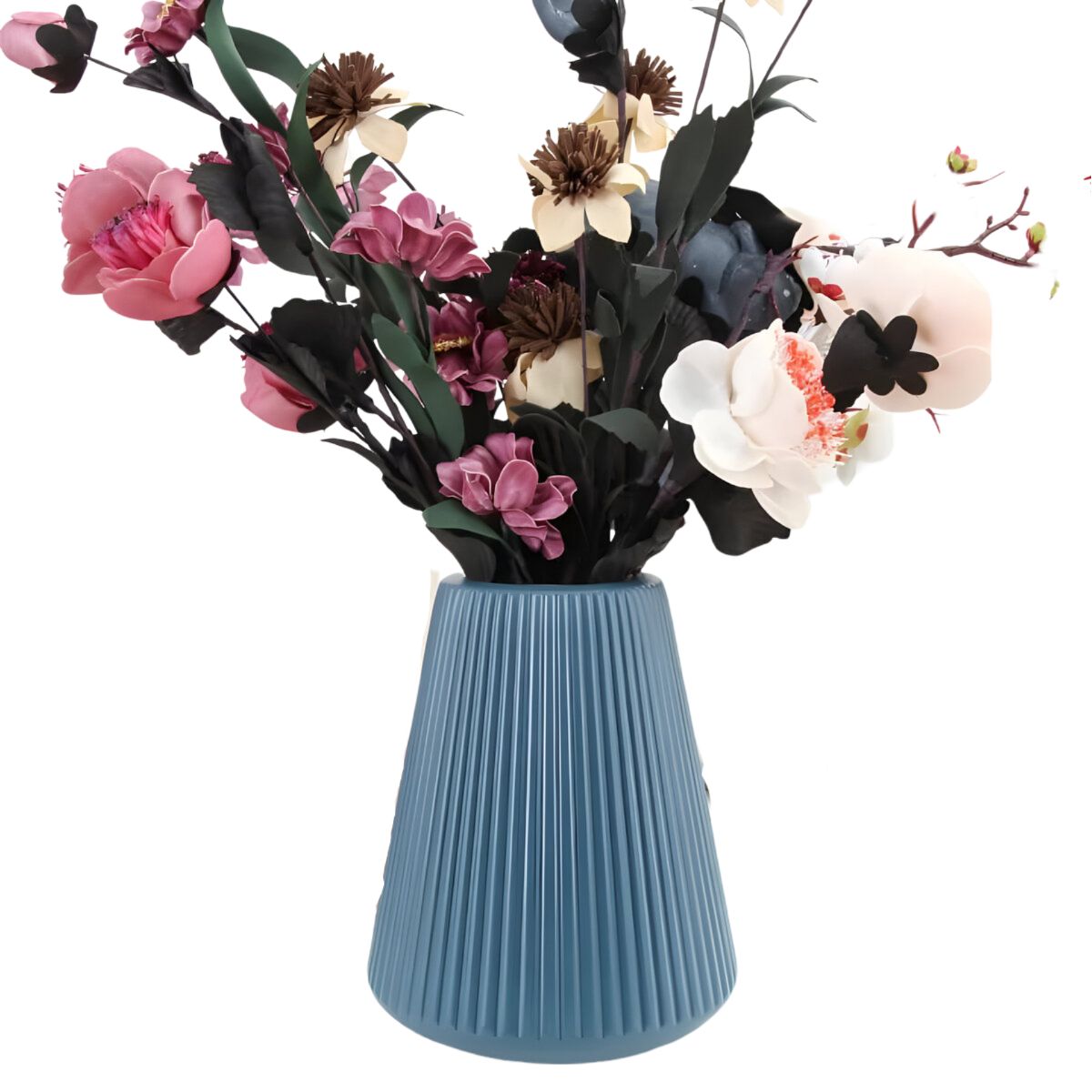 ELMEJORPRECIO - Florero Decorativo Modelo Axis Lineal Mediano Azul Nórdico