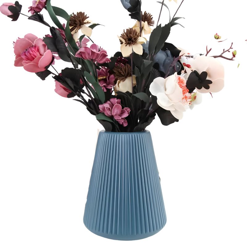 ELMEJORPRECIO - Florero Decorativo Modelo Axis Lineal Mediano Azul Nórdico