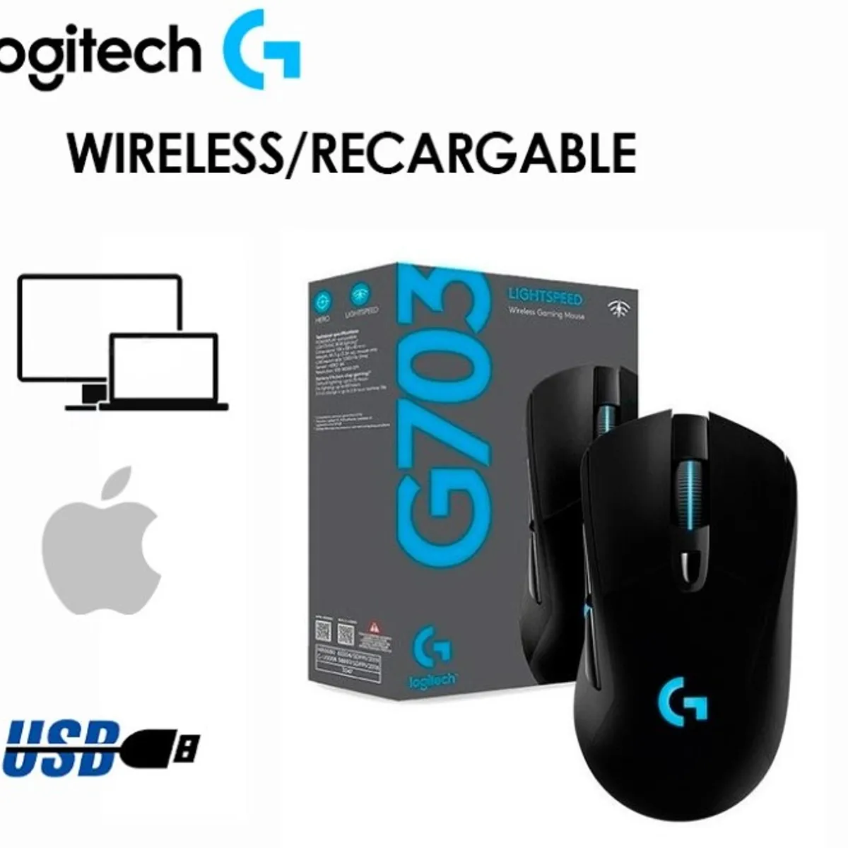 LOGITECH - Mouse Logitech G703 Hero Inalambrico