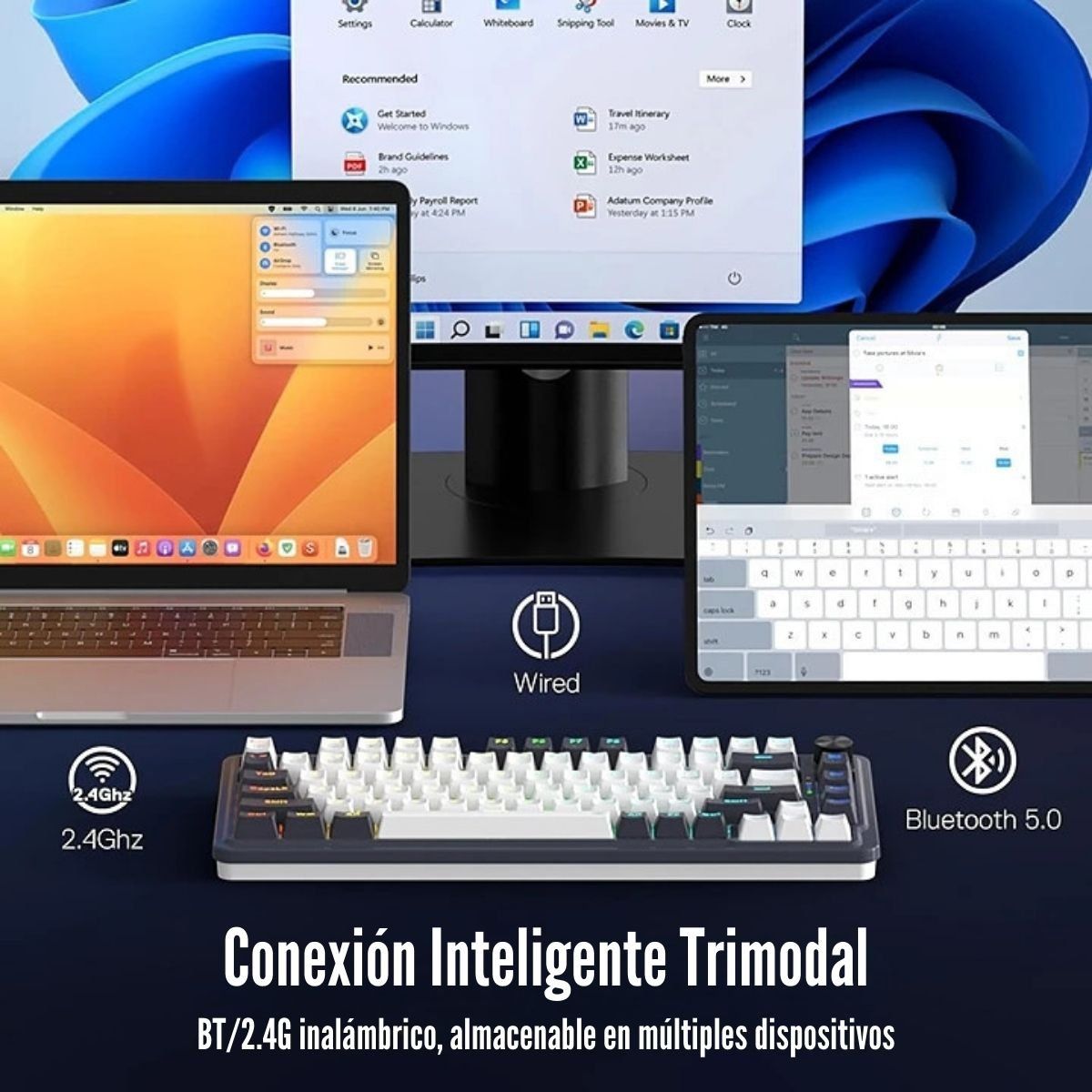 REDRAGON - Redragon - Teclado Ucal Pro K673WB 75% Wireless WhiteBlack