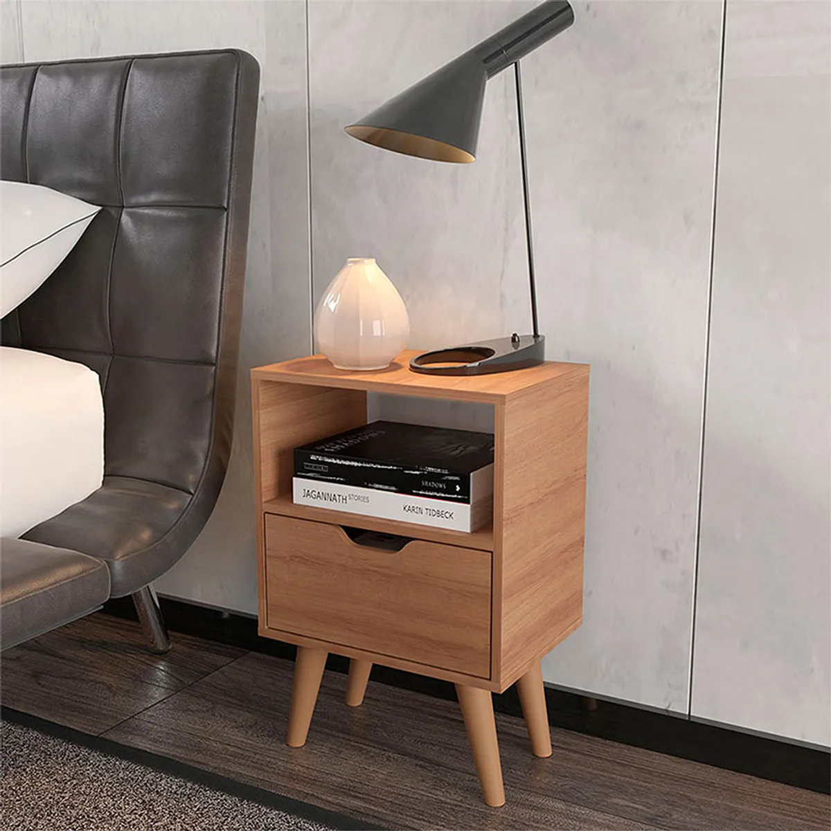 GENERICO - Velador con una puerta Essen - Almendra