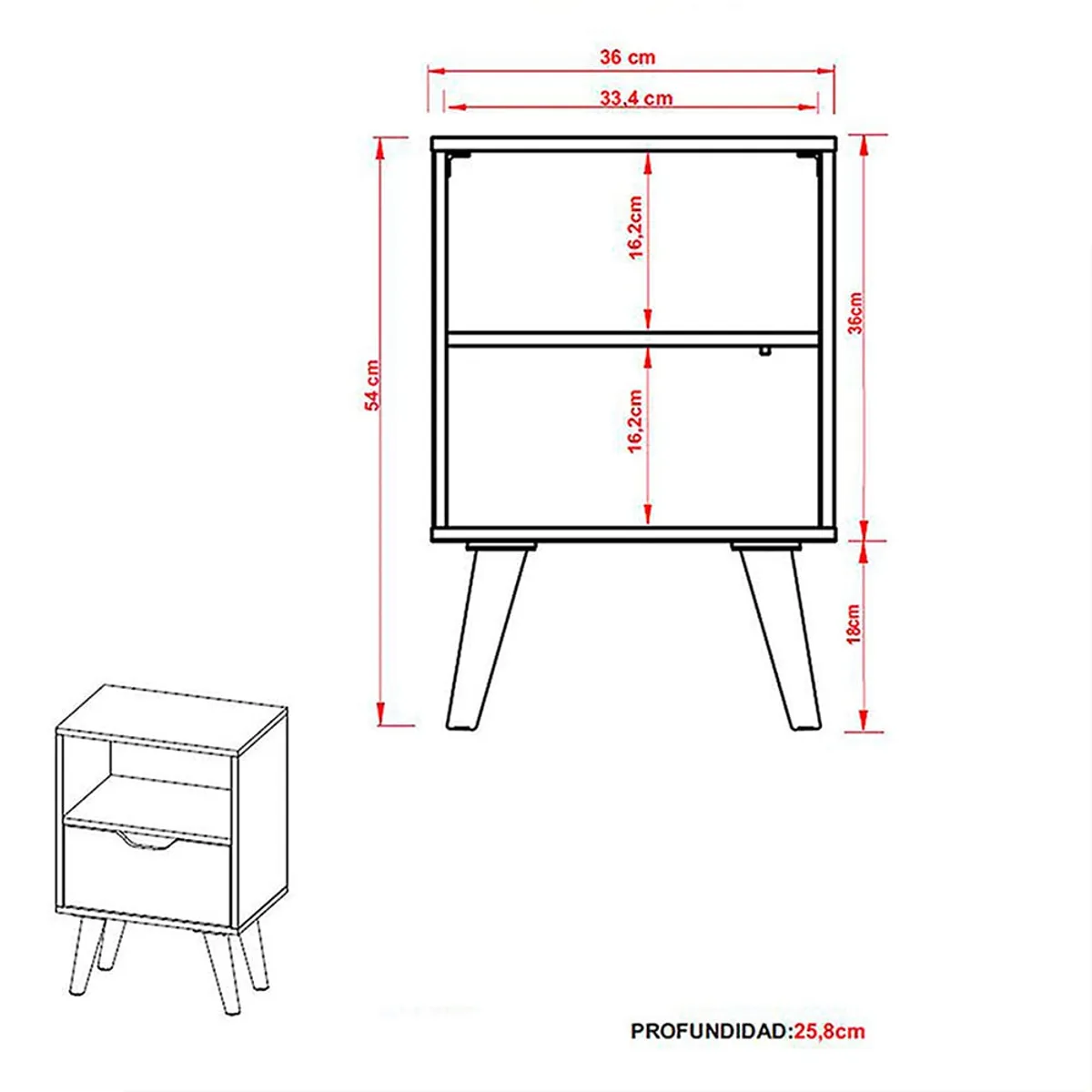 GENERICO - Velador con una puerta Essen - Almendra