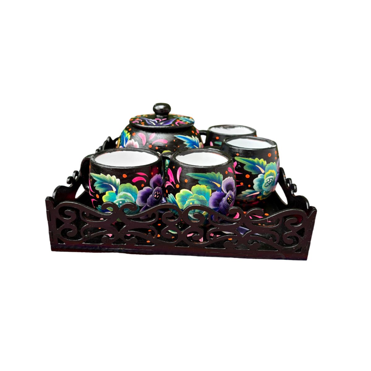 ACHALLAY ARTESANIA DE BARRO - Set de té café de 5 piezas Cerámica