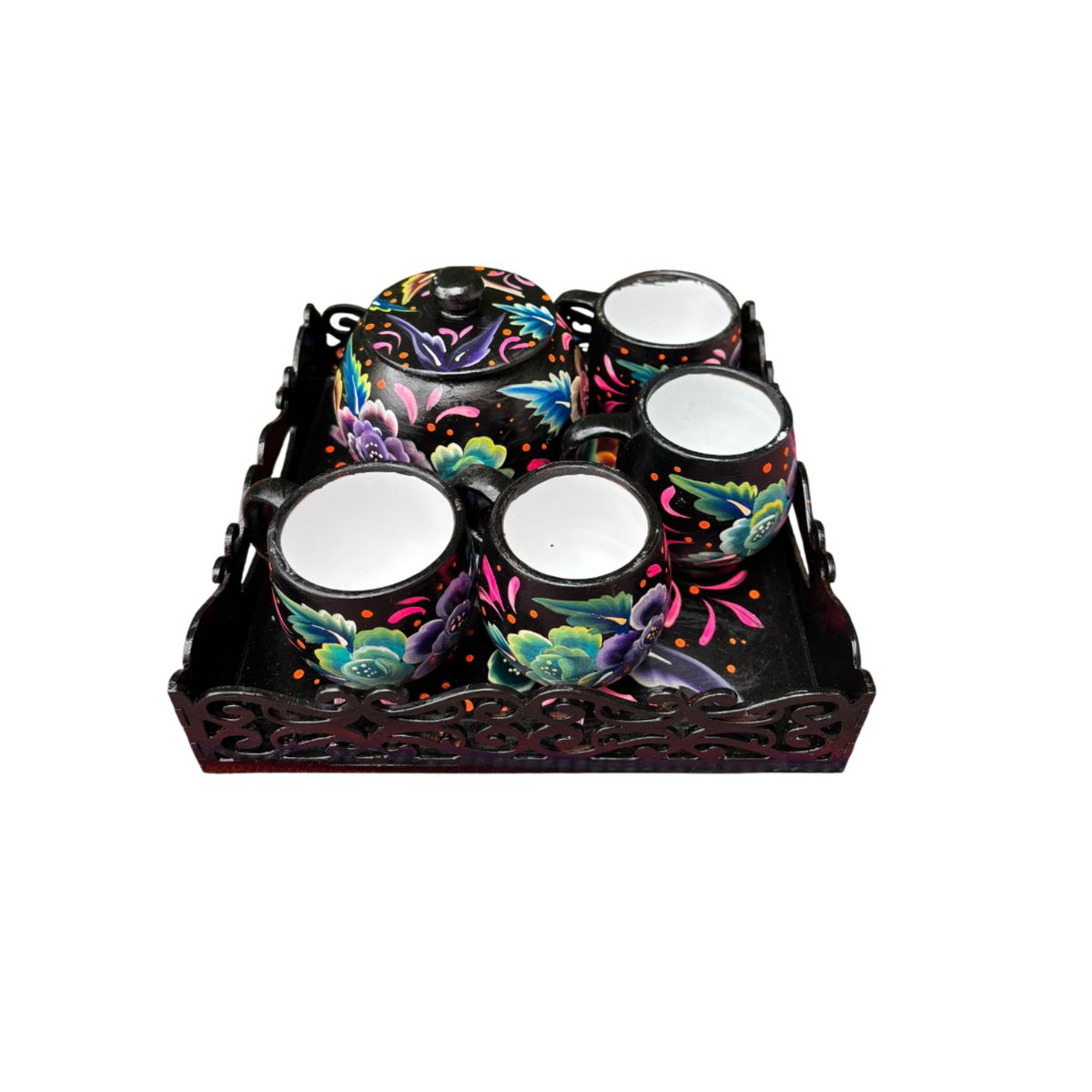 ACHALLAY ARTESANIA DE BARRO - Set de té café de 5 piezas Cerámica