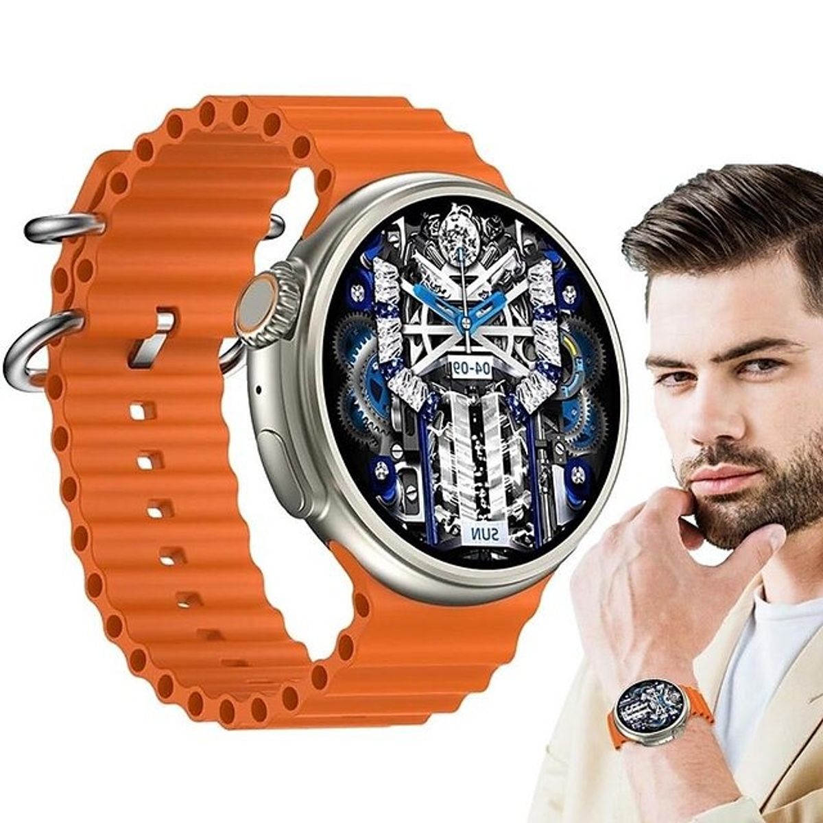 GENERICO - SMARTWATCH  Z78 ULTRA MODELO DEPORTIVO COLOR NARANJA.