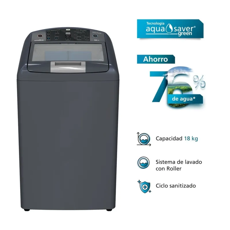 MABE - LAVADORA MABE 18KG LMA48100WDBB0 DIAMOND GREY
