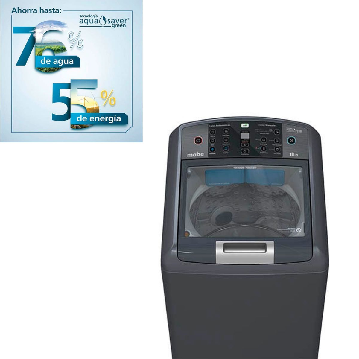 MABE - LAVADORA MABE 18KG LMA48100WDBB0 DIAMOND GREY