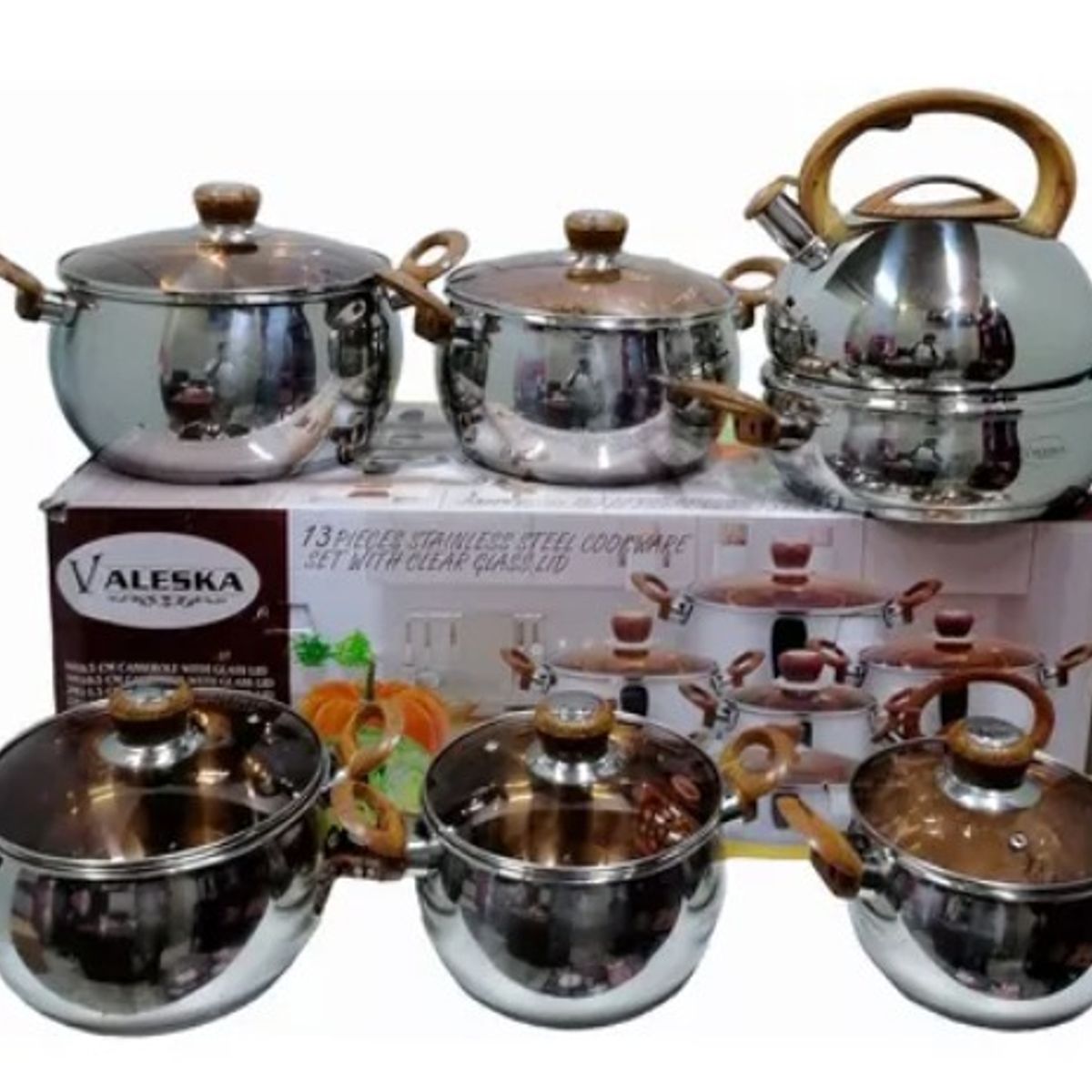 VALESKA - Set de Ollas Acero inoxidable 13pc VALESKA