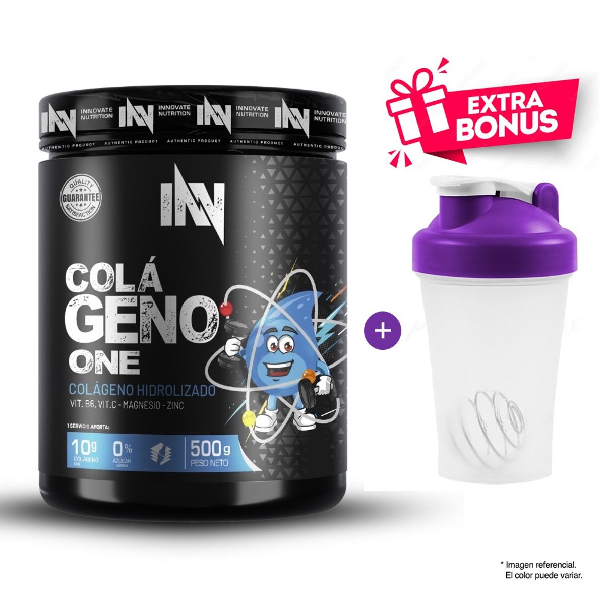 INN INNOVATE NUTRITION - COLAGENO COLLAGEN 500 GRAMOS MORA INN MÁS SHAKER