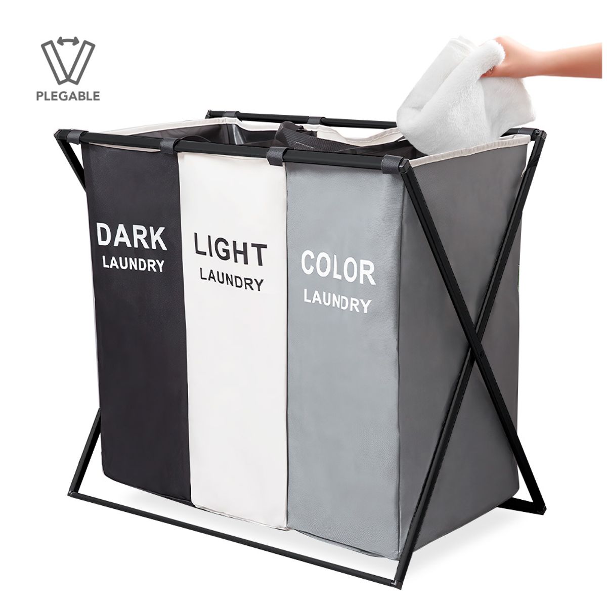 KELLER - Cesto de Ropa Plegable 3 Divisiones R73