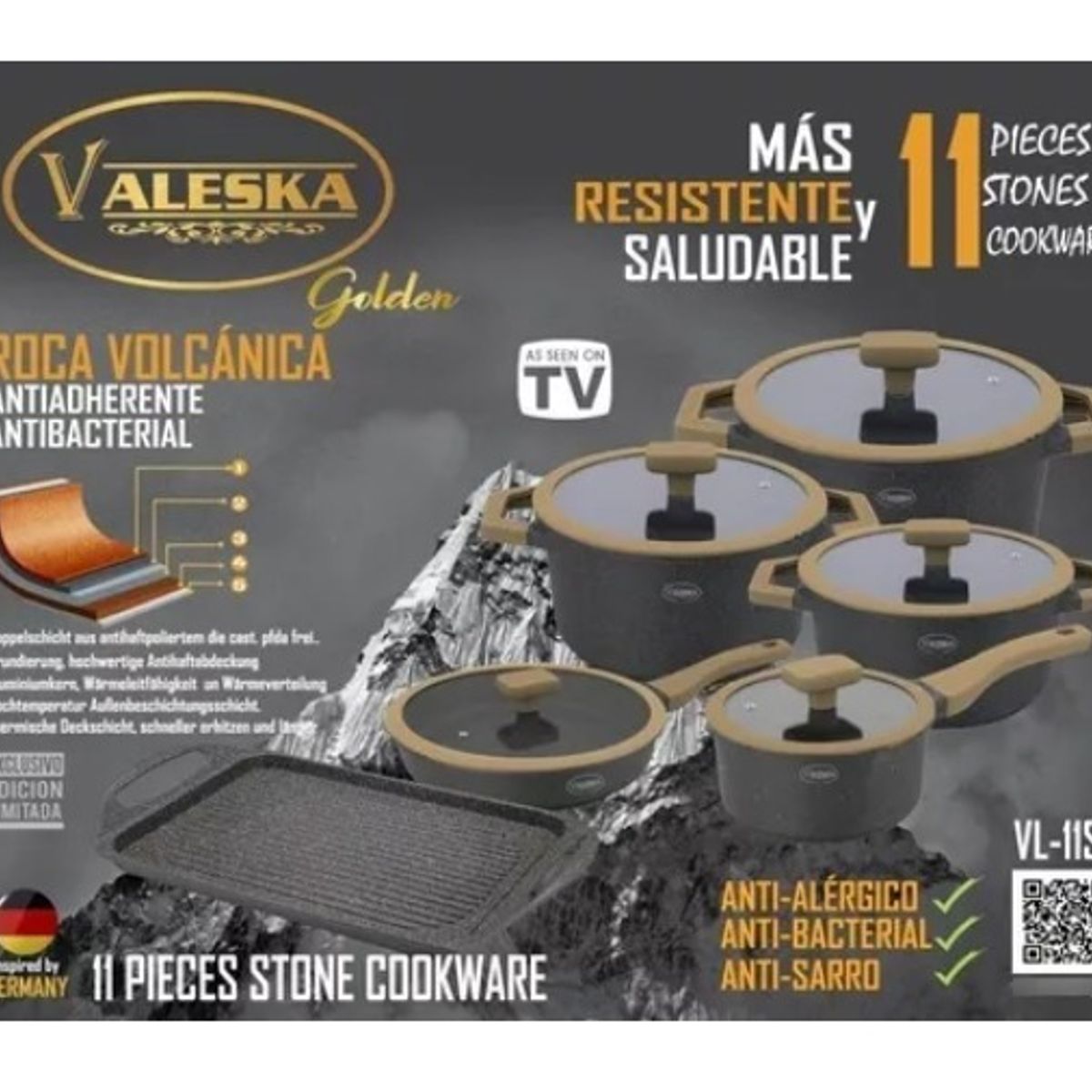 VALESKA - Set de Ollas VALESKA Roca Volcánica 11 Pc
