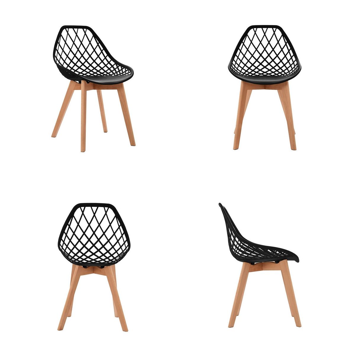 BONNO - Set X 4 Silla Diseño Turia Negra Bonno