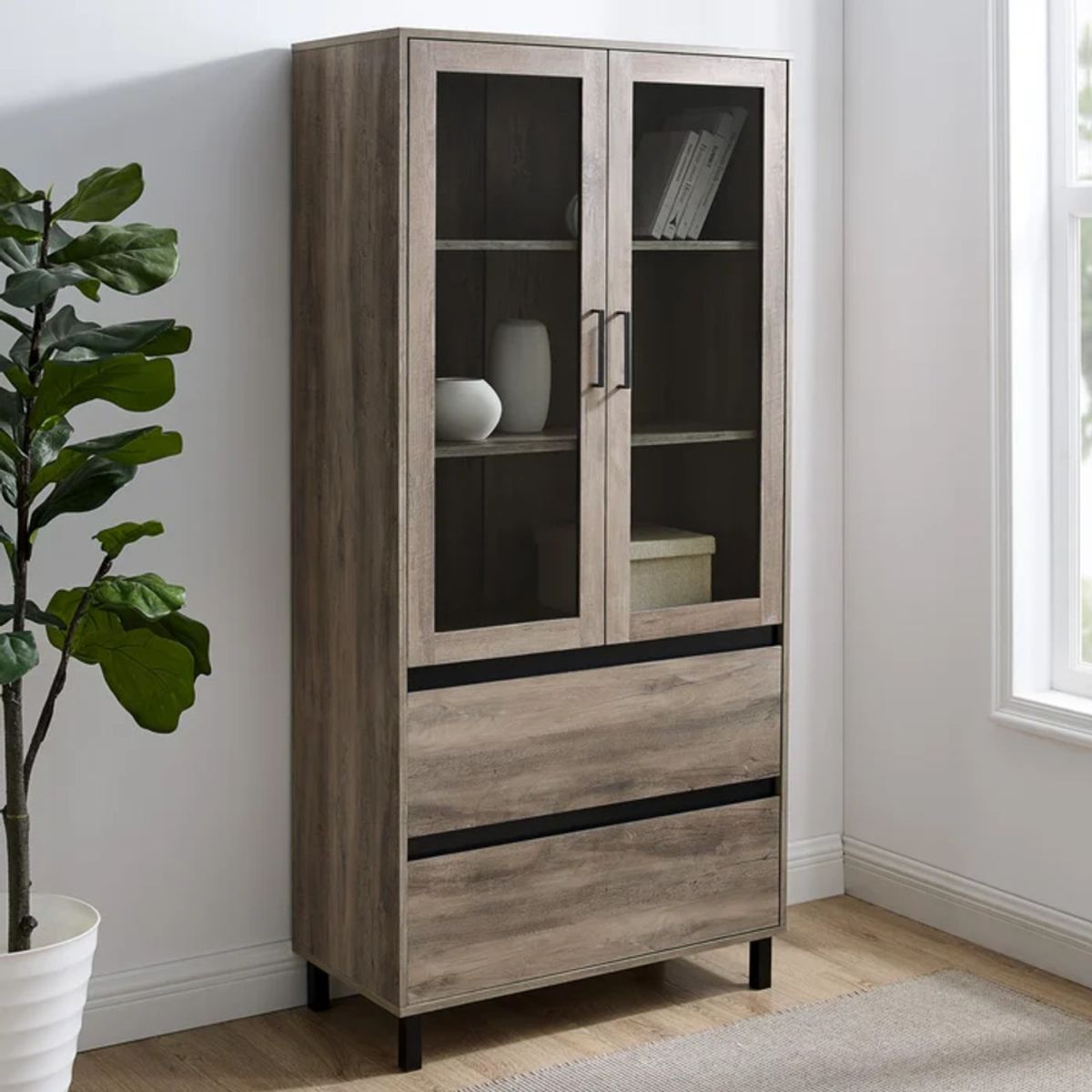 TU MESITA - Vitrina Rústica Jimi color Gris TU MESITA