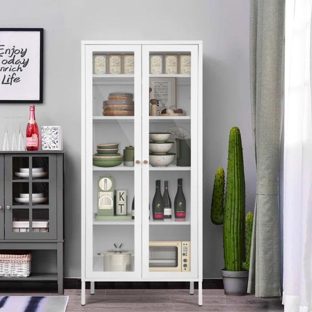 TU MESITA - Vitrina Clásica Multiusos Joan color Blanco TU MESITA 2 puertas