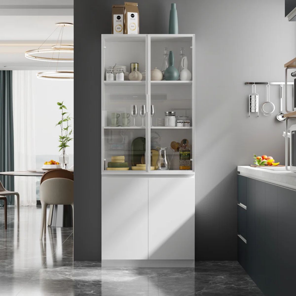 TU MESITA - Vitrina Moderna Madrid color Blanco 2 puertas TU MESITA