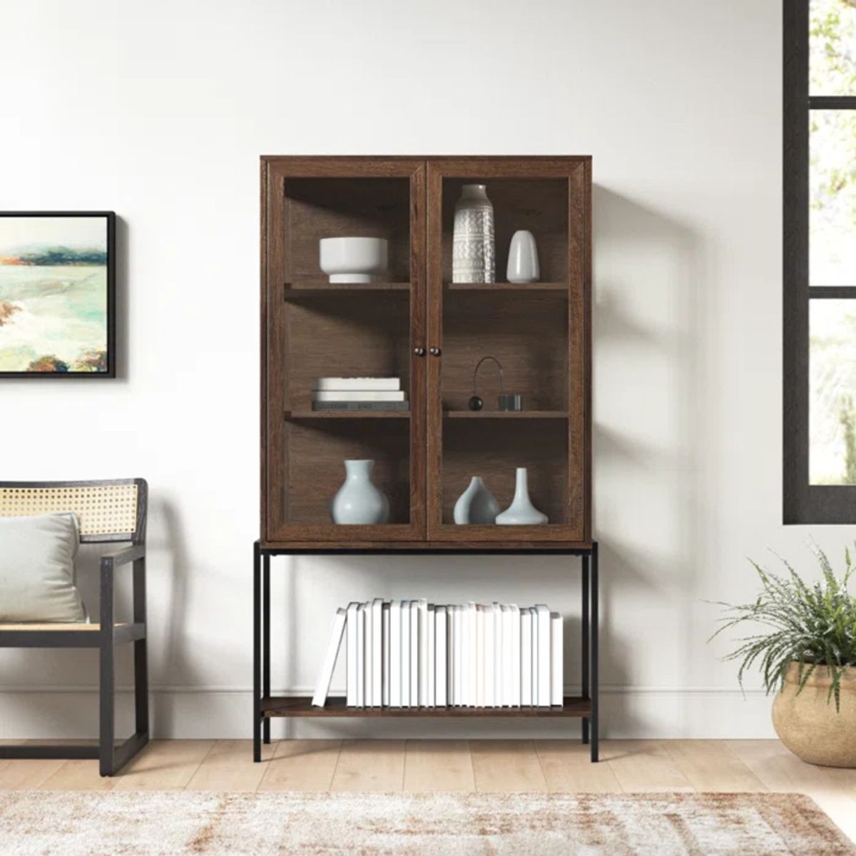 TU MESITA - Vitrina Industrial Jones color Marrón Oscuro 2 puertas TU MESITA