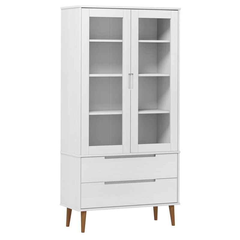 TU MESITA - Vitrina Moderna Yerson color Blanco 2 puertas 2 cajones TU MESITA