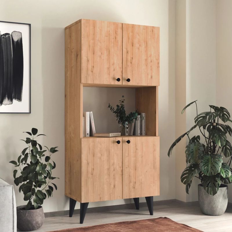 TU MESITA - Vitrina Organizador Lamas 4 puertas color Haya TU MESITA