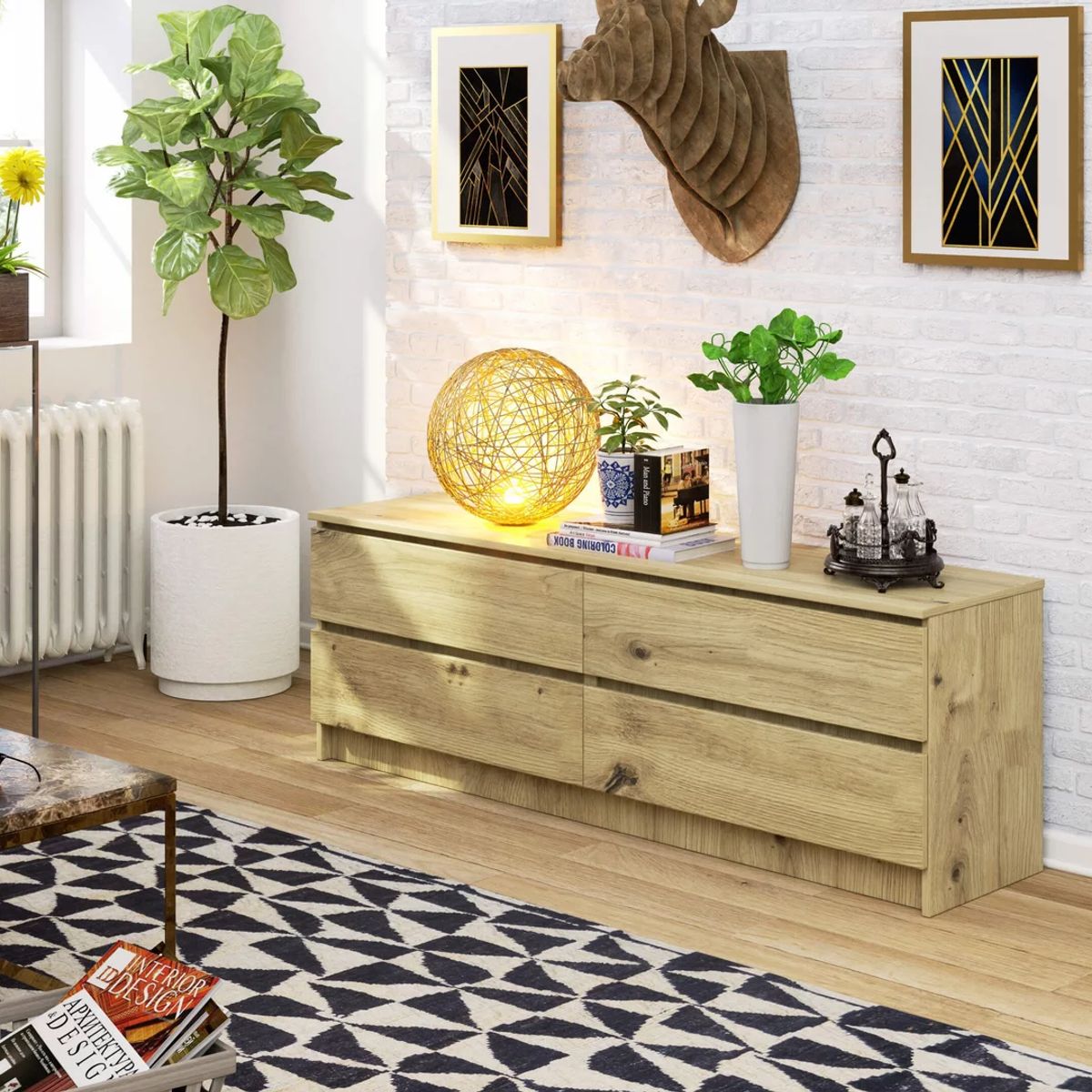 TU MESITA - Aparador Bajo Sigrid color Duna 4 cajones TU MESITA