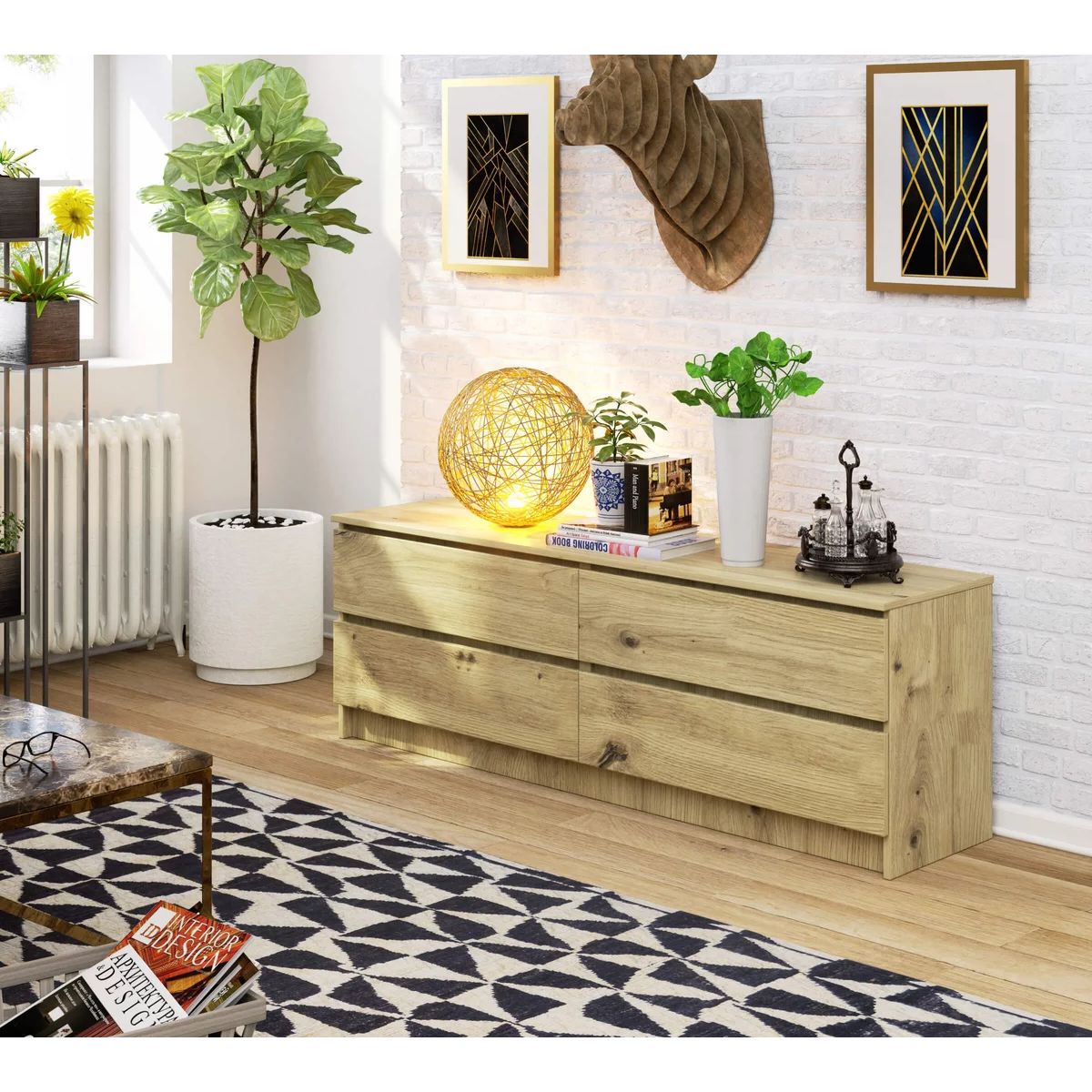 TU MESITA - Aparador Bajo Sigrid color Duna 4 cajones TU MESITA