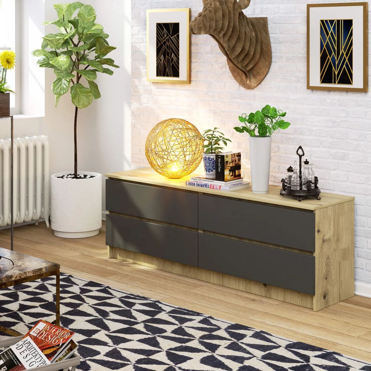 TU MESITA - Aparador Bajo Sigrid color DunaNegro 4 cajones TU MESITA