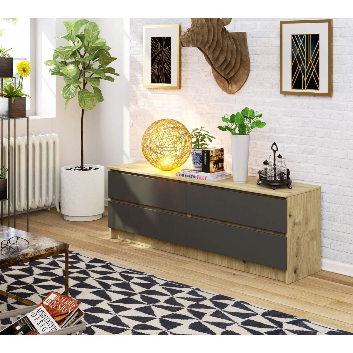 TU MESITA - Aparador Bajo Sigrid color DunaNegro 4 cajones TU MESITA