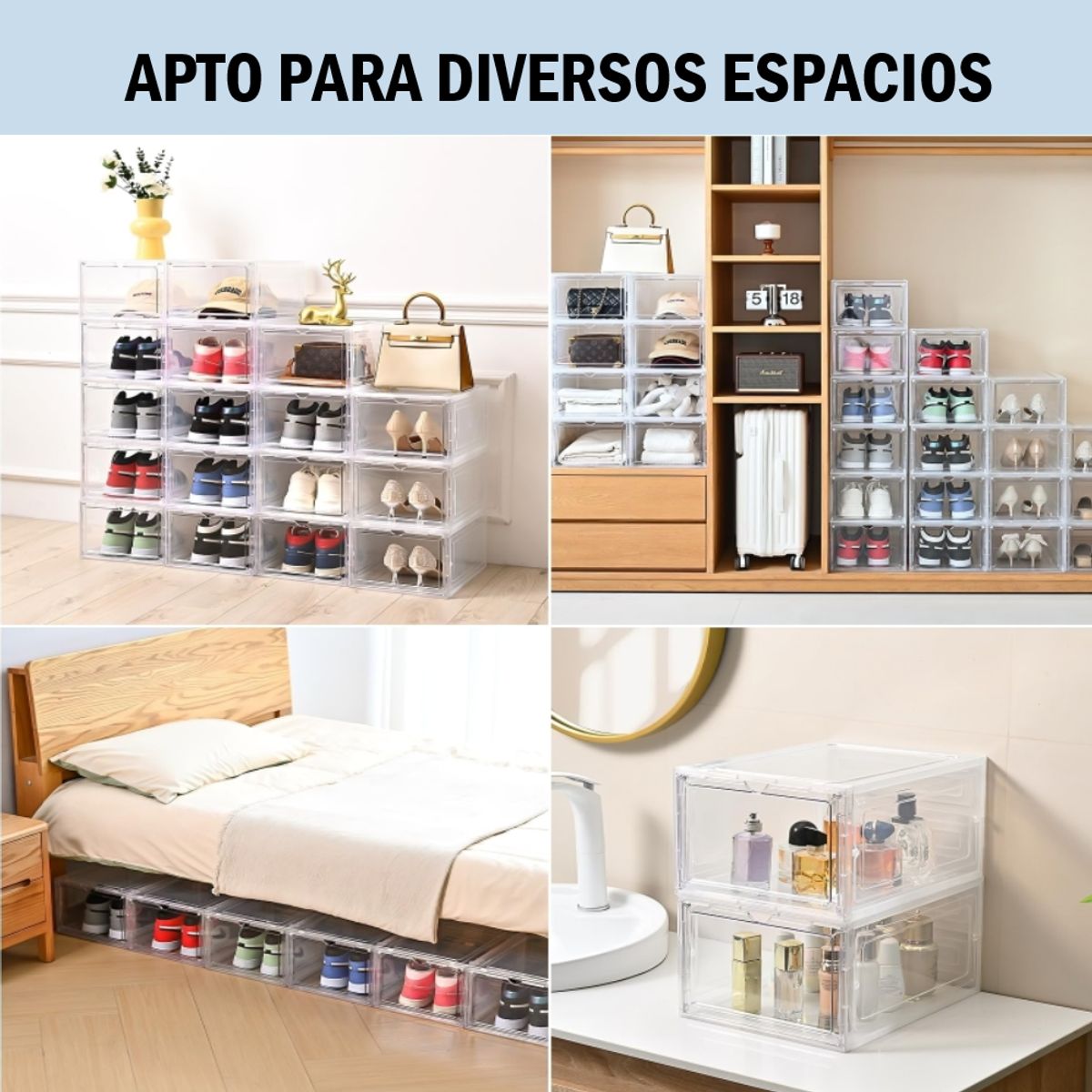 GENERICO - Kit 4 cajas de zapato transparente - Cod 2230