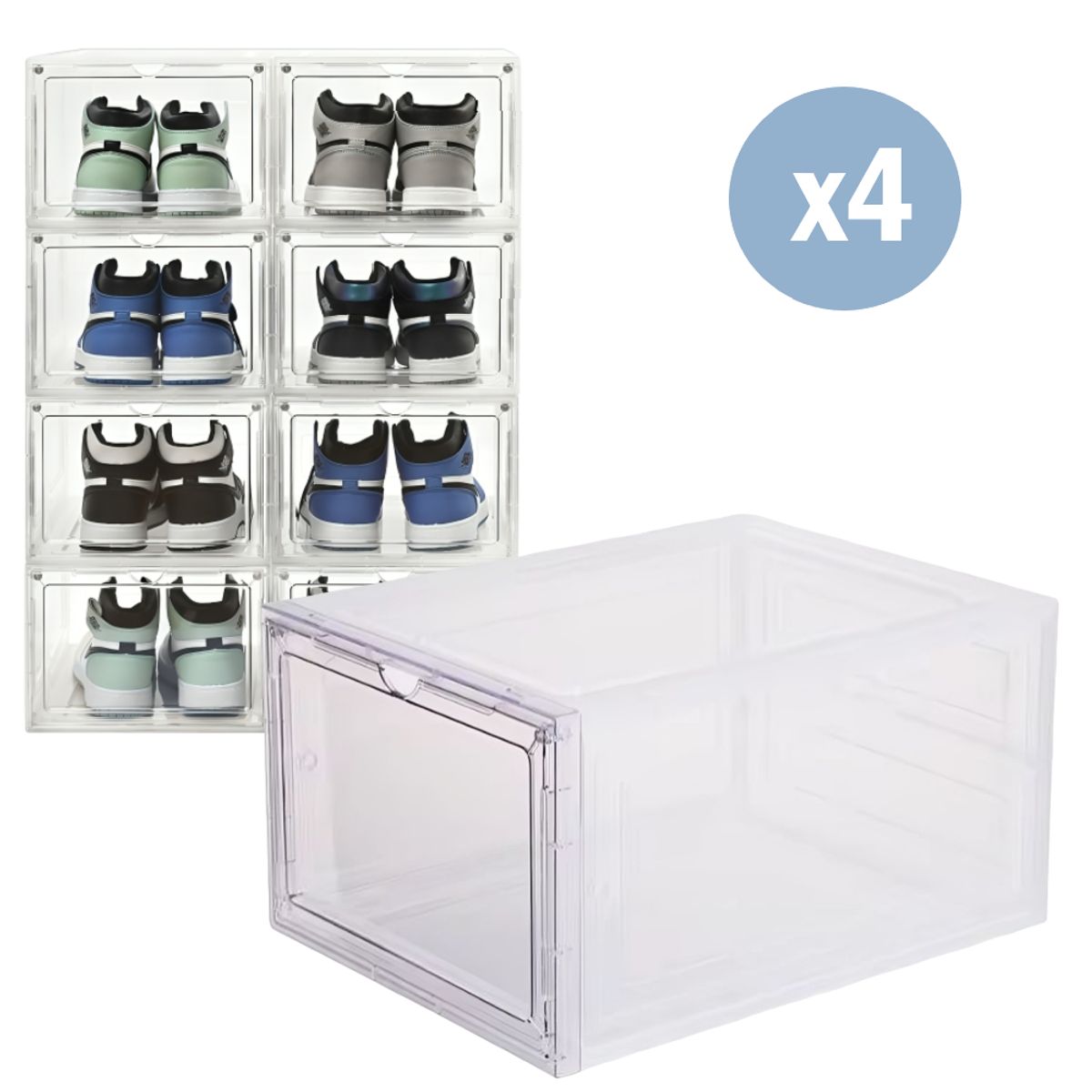 GENERICO - Kit 4 cajas de zapato transparente - Cod 2230
