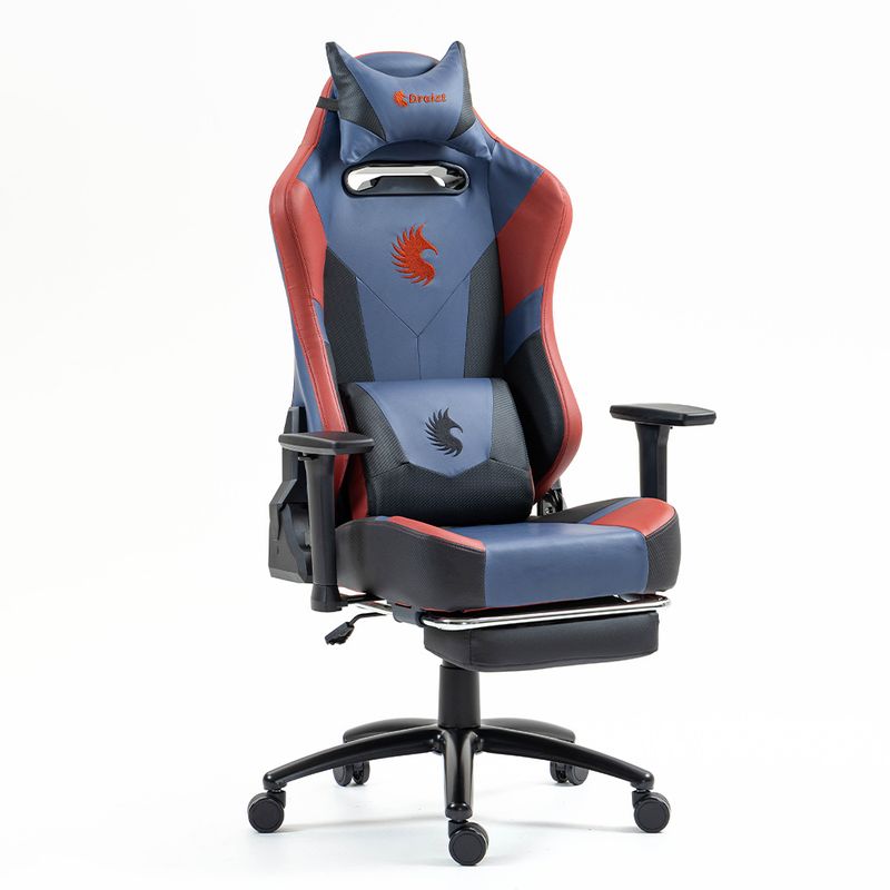 DREIZT - Silla Gamer Dreizt Heroes Azul Dark Premium Reclinable Con Posapies