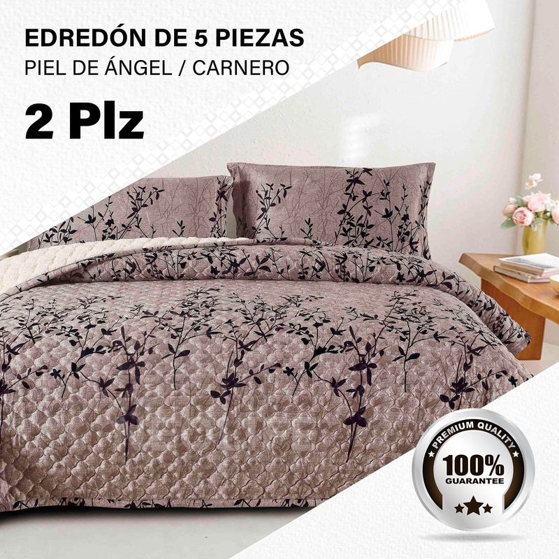 GENERICO - Edredón de Invierno 2 Plazas: 5 Piezas Premium, Confort Superior