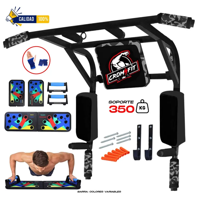 HOLGU - Barra Dominadas 15 en 1 + Tablero Push Up + GUANTES