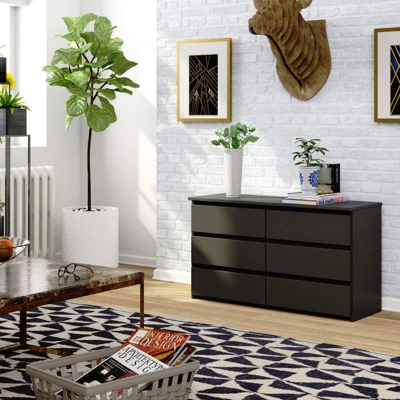 TU MESITA - Cómoda Clásica Dorotea color Negro 6 cajones TU MESITA