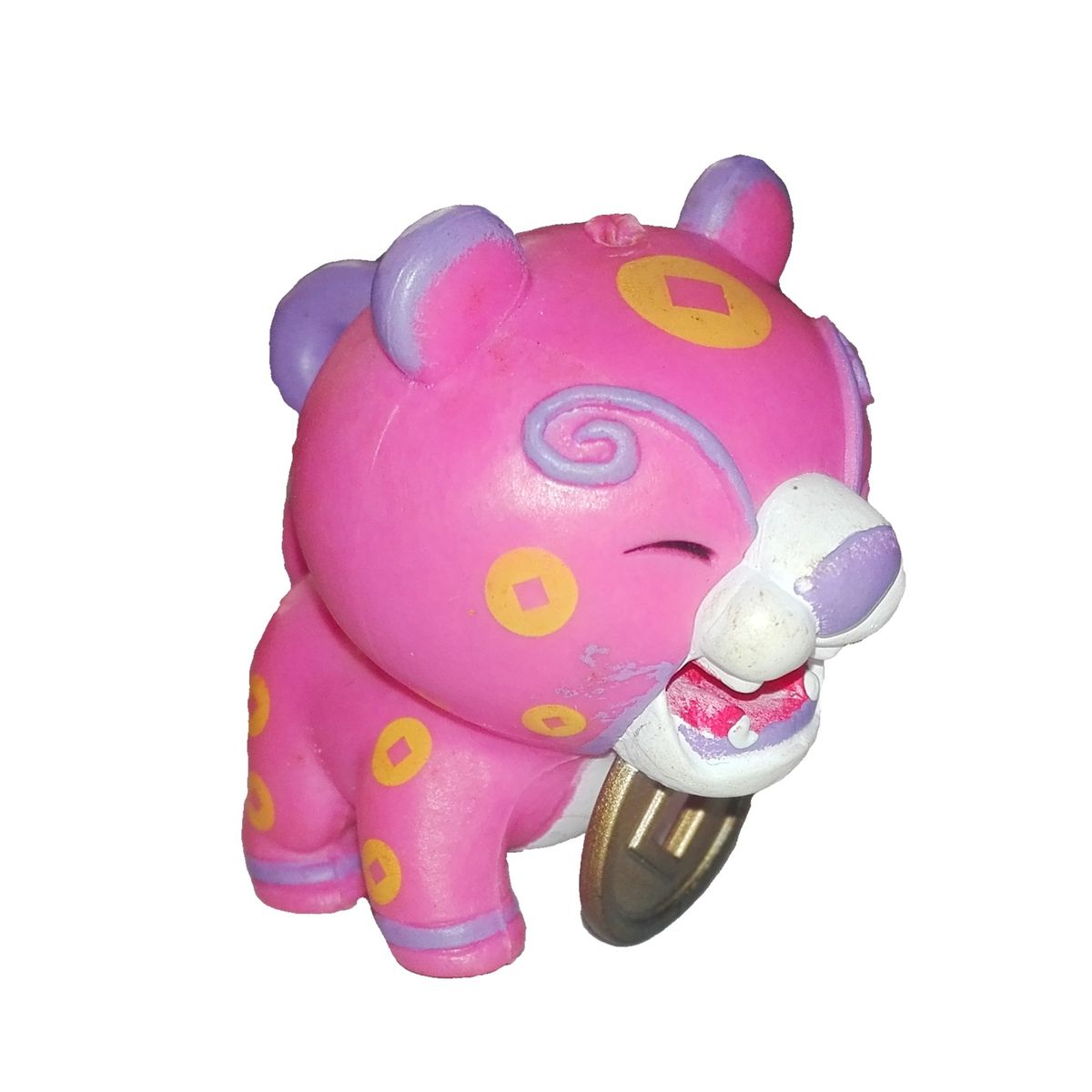 GENERICO - Llavero Amuleto Salud Leopardo Golden Feng Li 5cm Family Mart