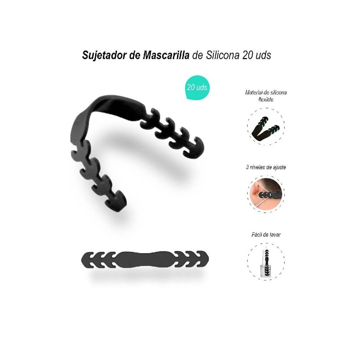 OTTOWARE - Sujetador de Mascarilla de Silicona 20 uds