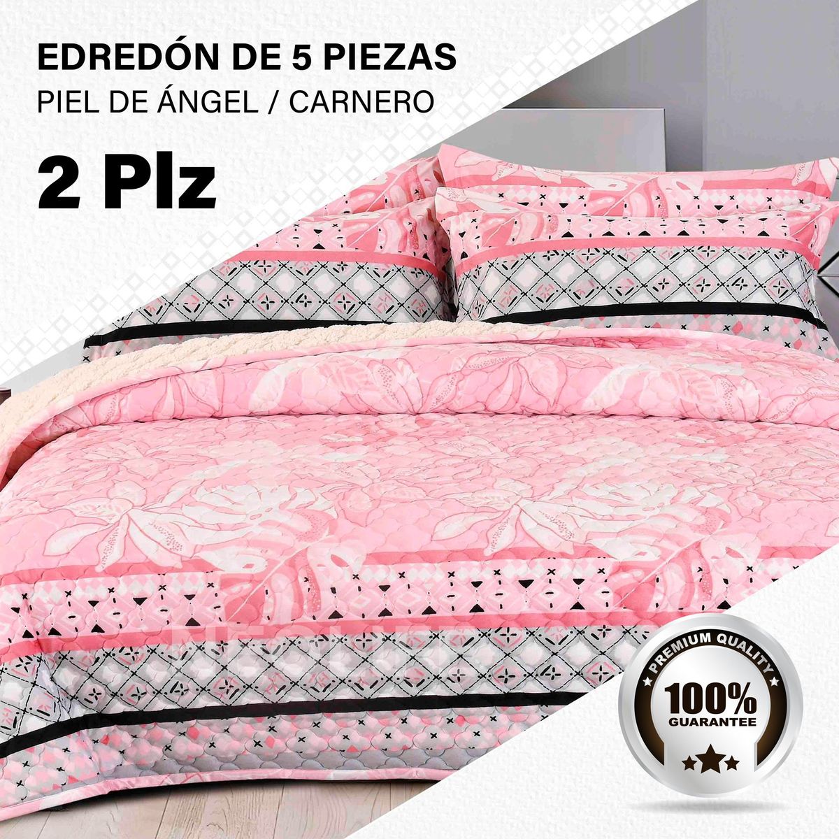 GENERICO - Edredón de Invierno 2 Plazas: 5 Piezas Premium, Confort Superior