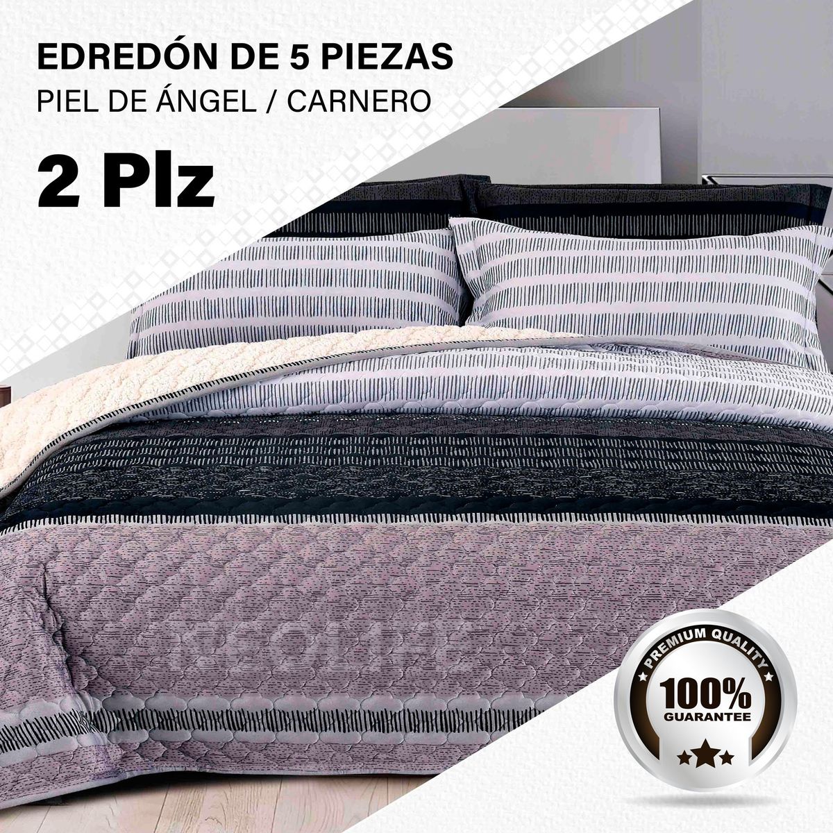 GENERICO - Edredón de Invierno 2 Plazas: 5 Piezas Premium, Confort Superior
