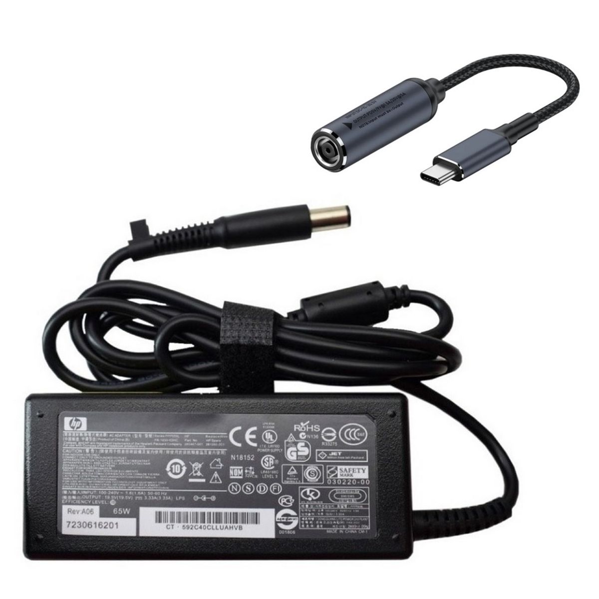 HP - Cargador Para Laptop Tipo C - 2en1 Con Adaptador - 65w