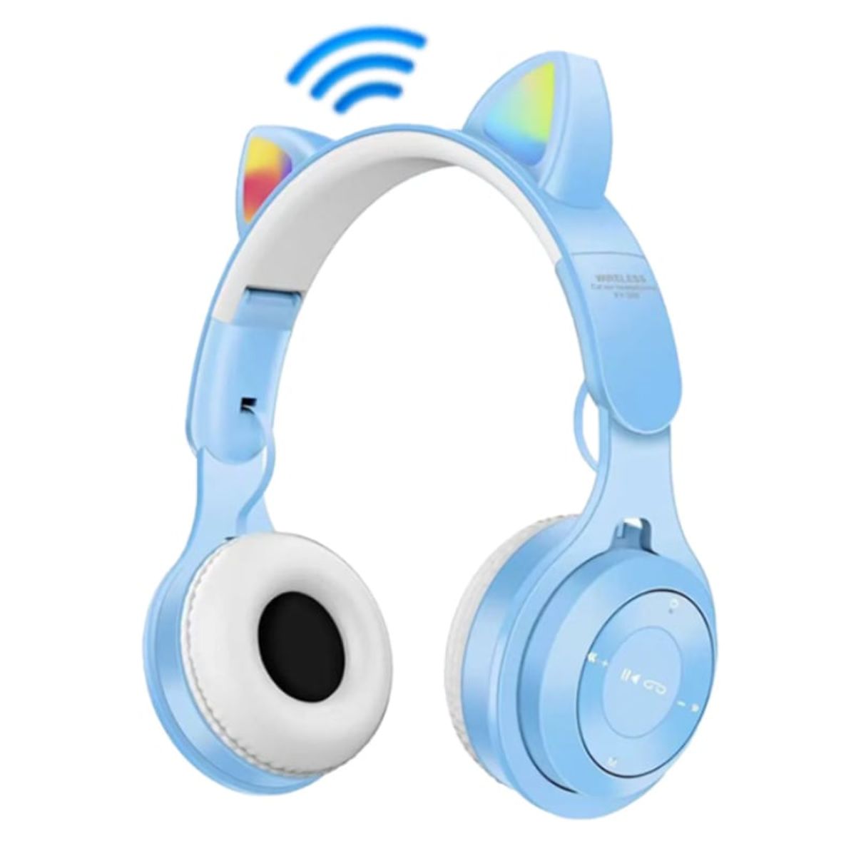 GENERICO - Audífono Inalámbrico Gato Bluetooth Auricular Orejas LED - Celeste