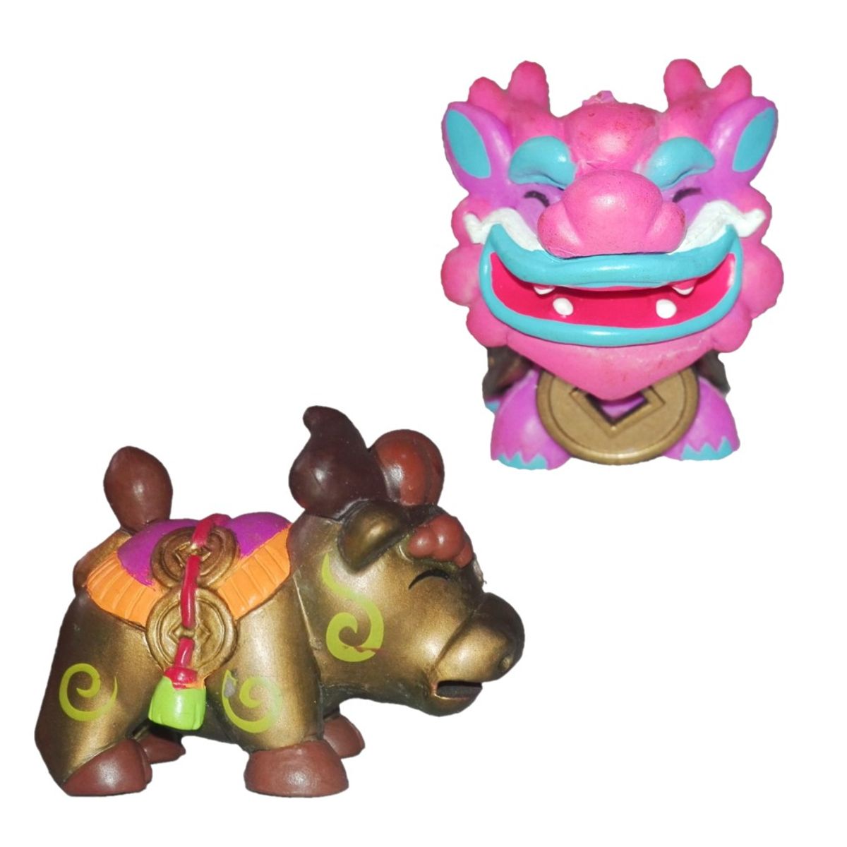 GENERICO - Llaveros Duo Amuleto Abundancia 2pza Buey Niu y Dragon Genbu