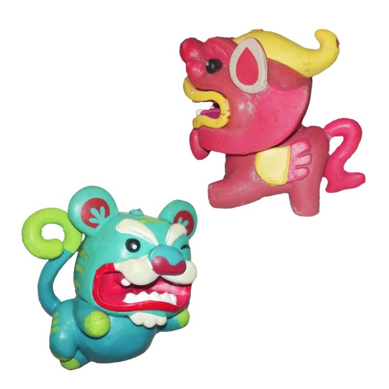 GENERICO - Llaveros Duo Amuleto Riqueza 2pza Lord Tigre Lao Hu y Dragon Qilin