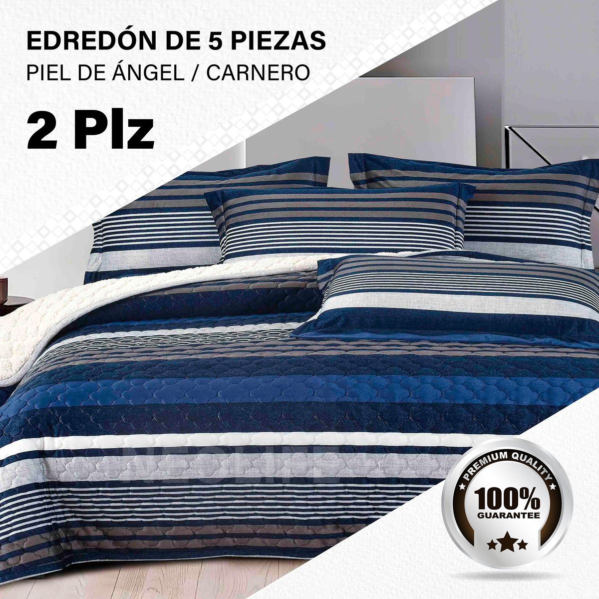 GENERICO - Edredón de Invierno 2 Plazas: 5 Piezas Premium, Confort Superior