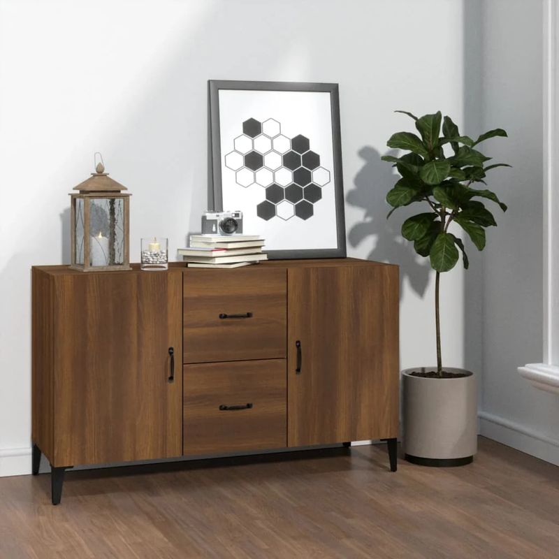 TU MESITA - Aparador Moderno Kendra color Marrón 2 cajones 2 puertas TU MESITA